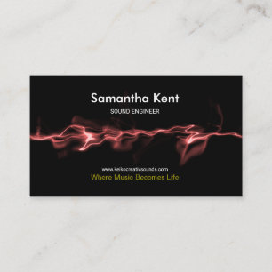 Kinetic Red Smoky Sound Waves Mixing Engineer Business Card