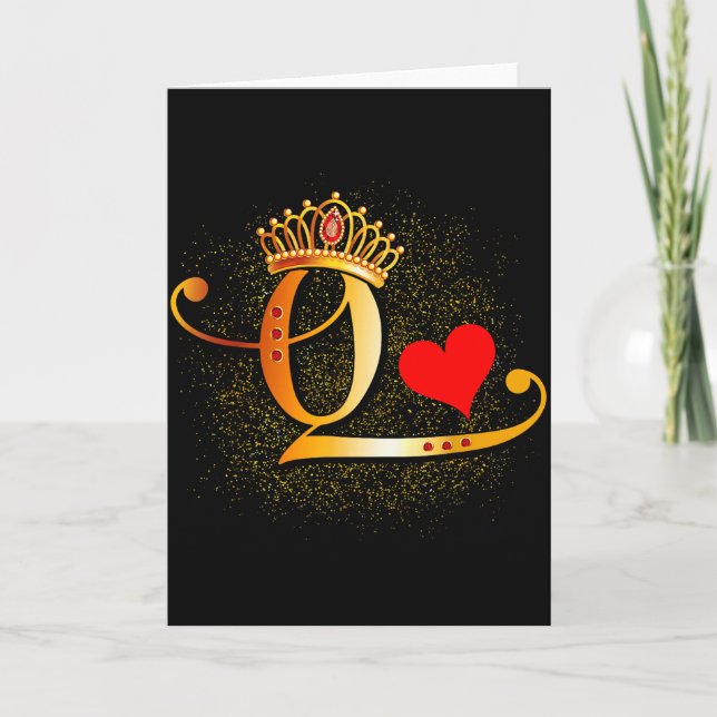 King &amp; Queen Of Hearts Crown Couple Saint Vale Card (Front)