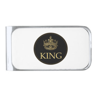 King and Crown Royal Emblem Silver Finish Money Clip