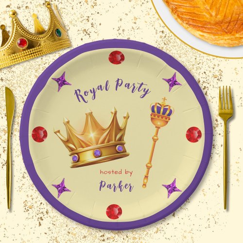 King and Queen Cake Sceptre Crown and Gems Royal Paper Plates