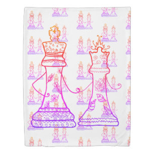 King and Queen Chess Figures Duvet Cover