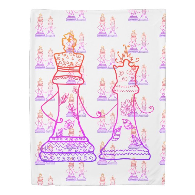 King and Queen Chess Figures Duvet Cover (Front)