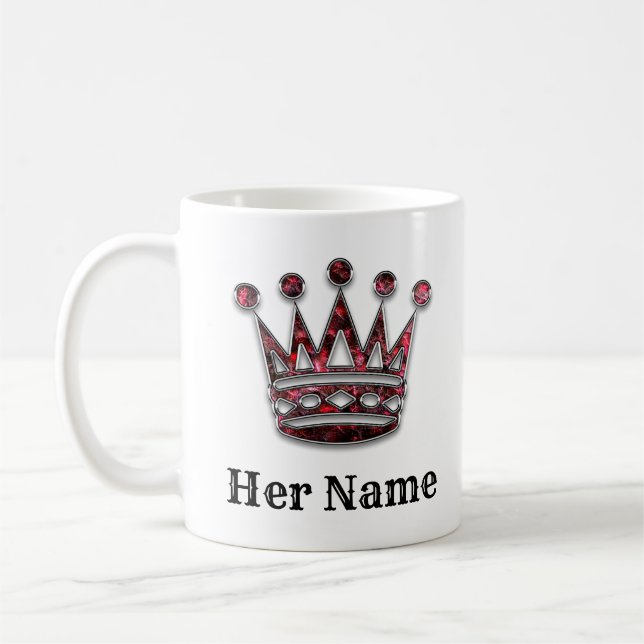 King and Queen Crowns His and Hers Personalized Coffee Mug (Left)
