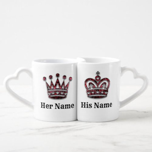 King and Queen Crowns His and Hers Personalized Coffee Mug Set
