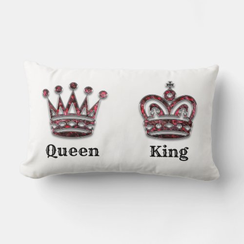 King and Queen Crowns His and Hers Personalized Lumbar Pillow
