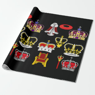 King and Queen Crowns Royal Fashion Art Wrapping Paper