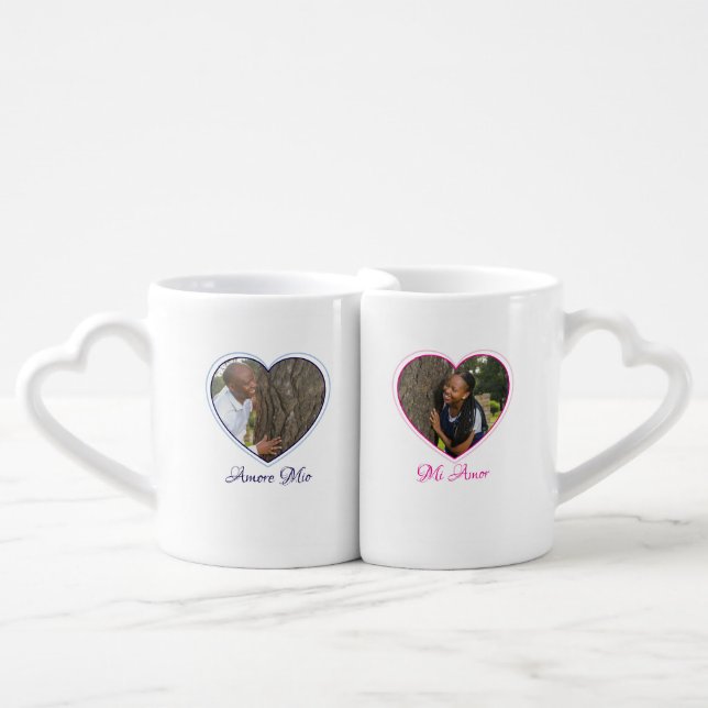King and Queen Custom Couples Photo Coffee Mug Set (Front Nesting)