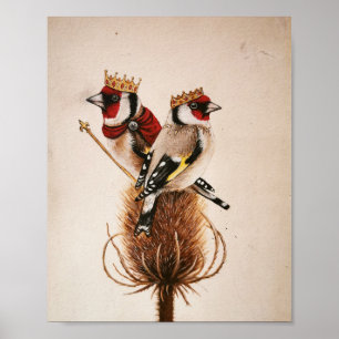 King and Queen Goldfinches - fantasy bird art Poster
