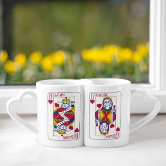 King and Queen of Hearts Custom Name Playing Card 