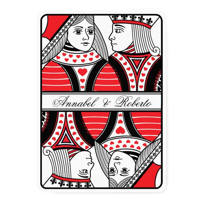King And Queen Of Hearts Playing Card Wedding Zazzle Queen Of Hearts Playing Card Wedding