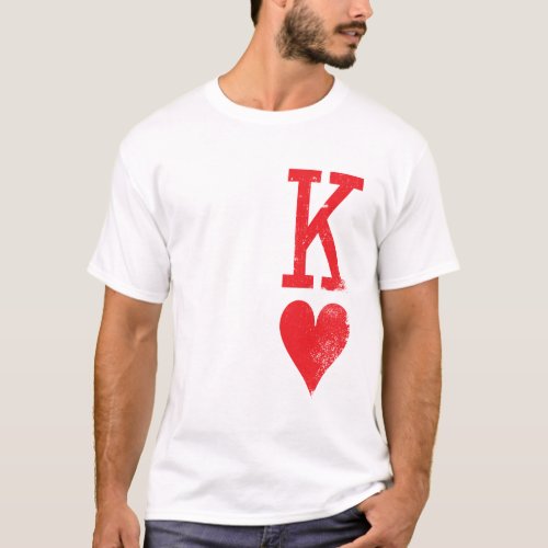 King and Queen of Hearts Playing Cards Couples T_Shirt
