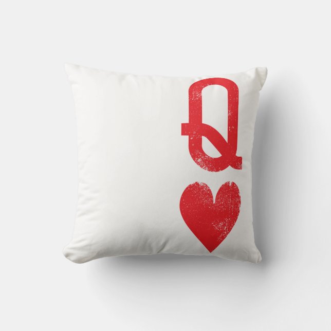 King and Queen of Hearts Playing Cards Couples Throw Pillow (Front)