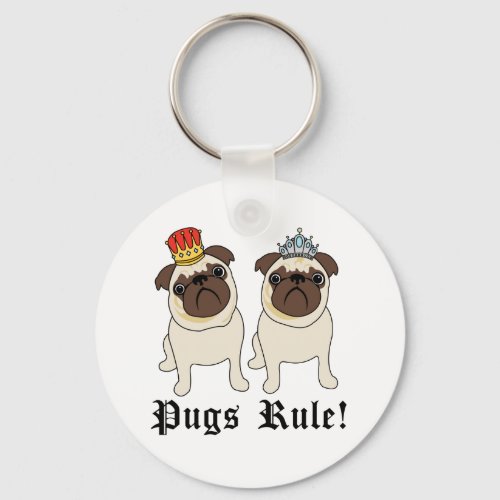 King and Queen Pugs Rule Keychains