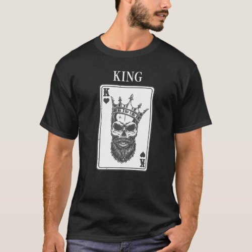 King And Queen Skull 12 Card Hearts Flush Couple M T_Shirt