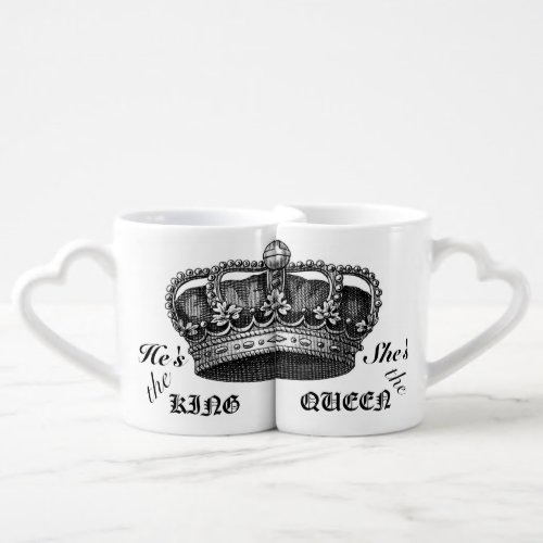 King and Queen Vintage Crown Mug Set