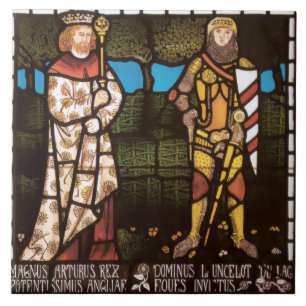 King Arthur and Sir Lancelot by William Morris Ceramic Tile