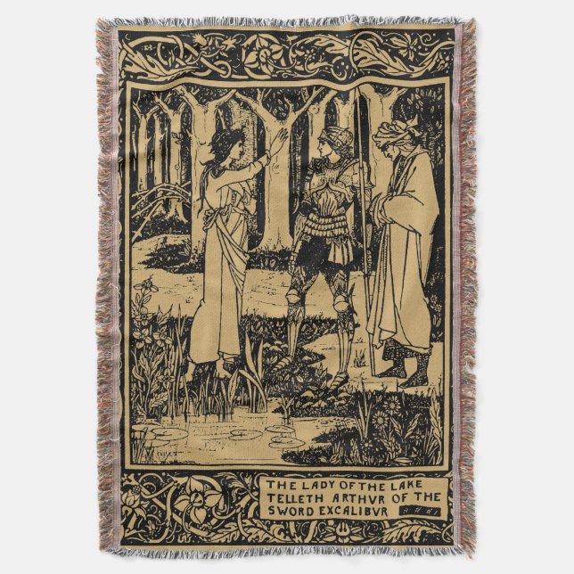 King Arthur by Aubrey Beardsley Throw Blanket (Front Vertical)
