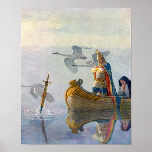 King Arthur  Excalibur c 1922 by NC Wyeth Poster