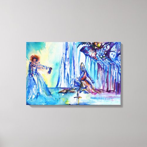 KING ARTHUR LADY OF THE LAKE AND EXCALIBUR CANVAS PRINT