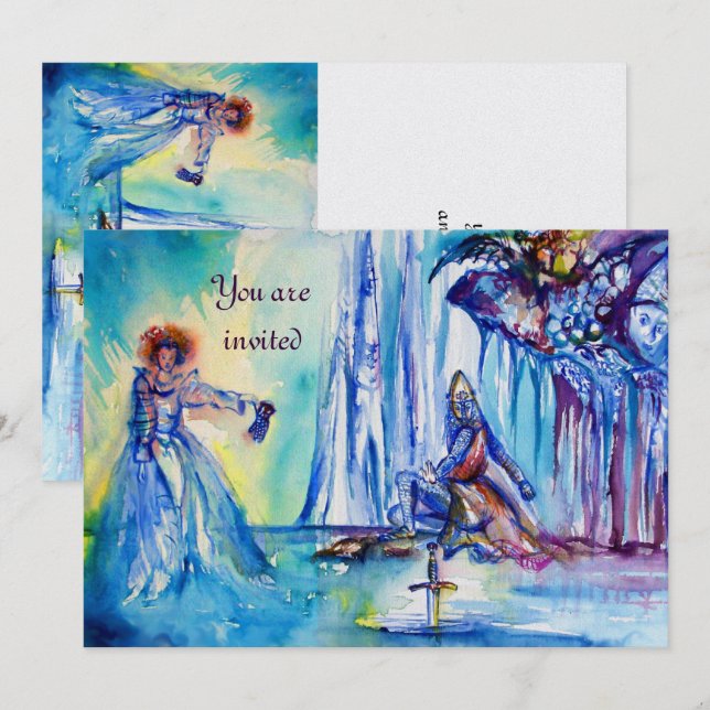 KING ARTHUR ,LADY OF THE LAKE AND EXCALIBUR ice Invitation (Front/Back)