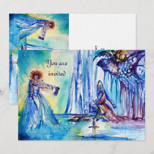 KING ARTHUR ,LADY OF THE LAKE AND EXCALIBUR linen Invitation