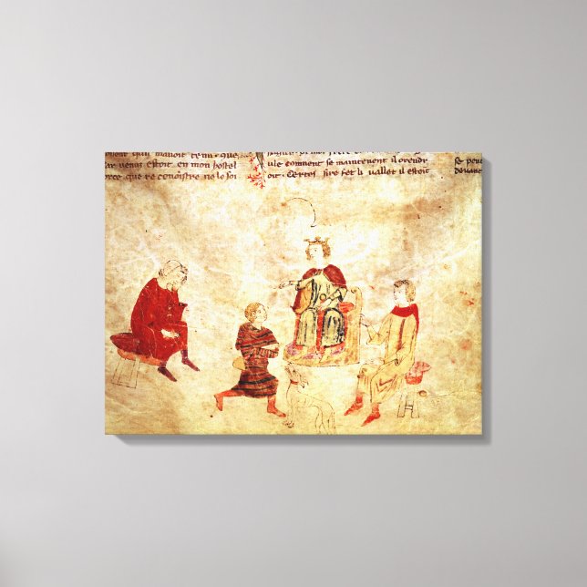 King Arthur on his Throne Surrounded Canvas Print (Front)