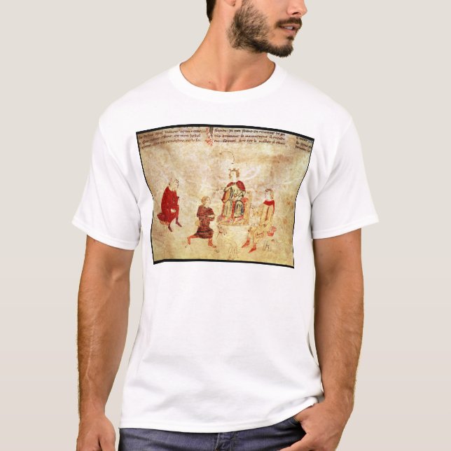 King Arthur on his Throne Surrounded T-Shirt (Front)