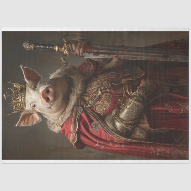 King Arthur Pig Decoupage  Tissue Paper (Front)