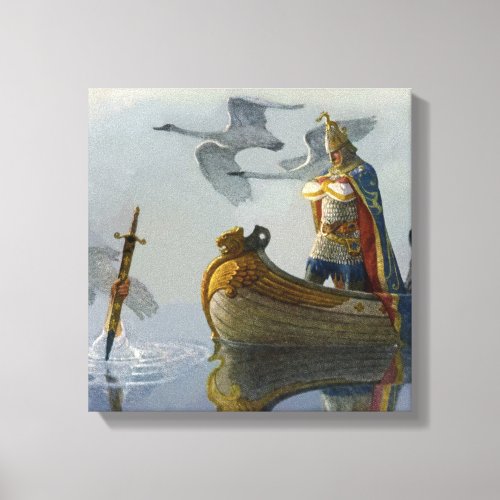 King Arthur Takes the Sword by NC Wyeth Canvas Print