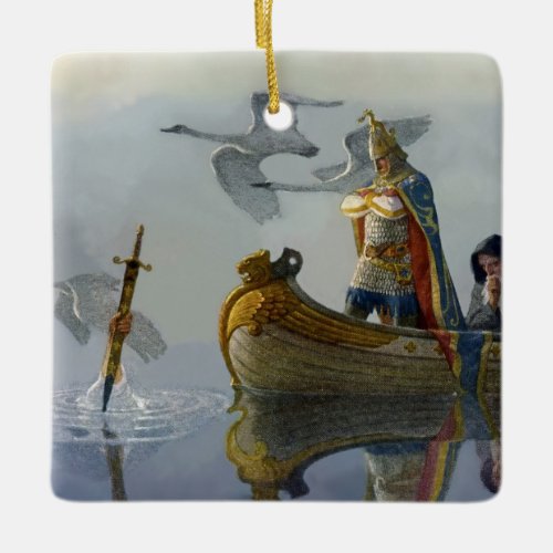King Arthur Takes the Sword by NC Wyeth Ceramic Ornament