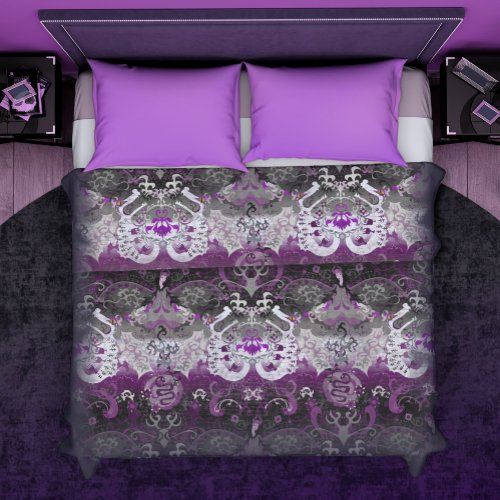 KING Asexual Dragon Damask Pride Flag Colors Duvet Cover