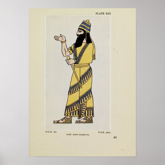 King Assur-Nasir-Pal Ancient Assyrian Costume  Poster (Front)