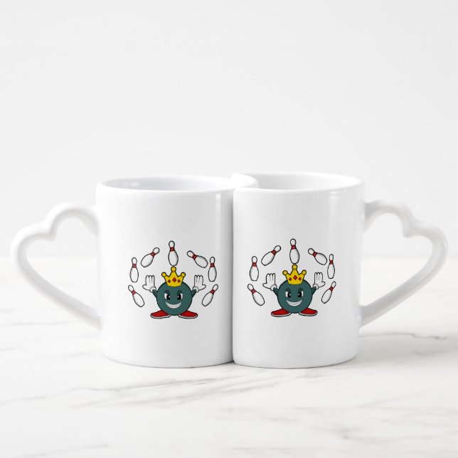 King at Bowling with Bowling pin Coffee Mug Set (Front Nesting)