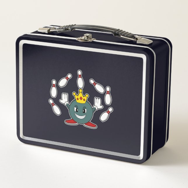 King at Bowling with Bowling pin Metal Lunch Box (Front)