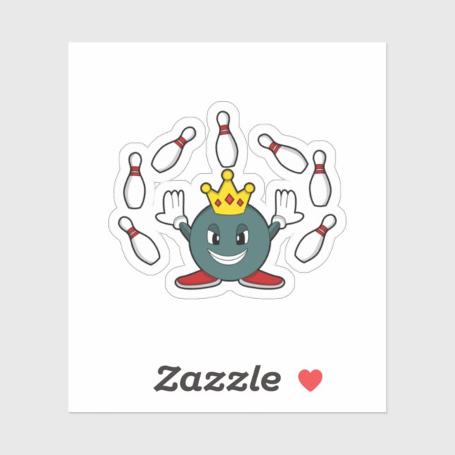 King at Bowling with Bowling pin Sticker (Sheet)