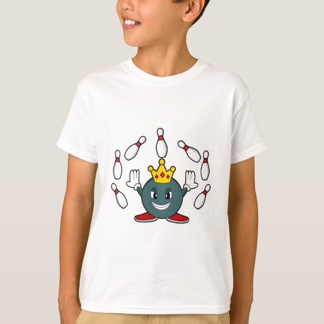 King at Bowling with Bowling pin T-Shirt (Front)
