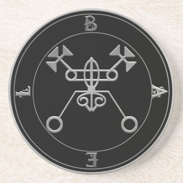 King Bael Goetia Seal Sandstone Altar Tile Coaster (Front)
