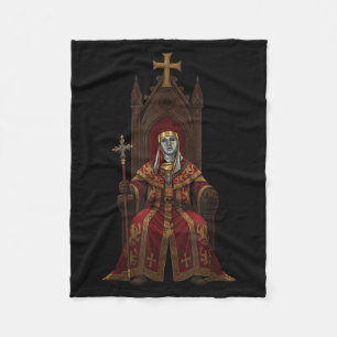 King Baldwin Iv Floral Mask Medieval Art Crusader  Fleece Blanket