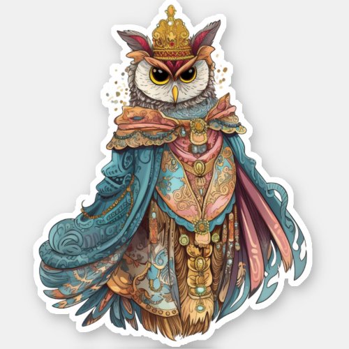 King Beekum of Talon Whimsical Royal Majestic Owl Sticker