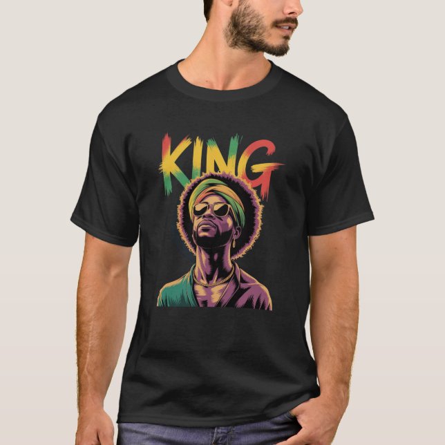 King – Black Pride Rasta Colors Design T-Shirt (Front)
