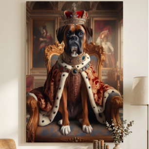 King Boxer Royal Dog Portrait Faux Canvas Print