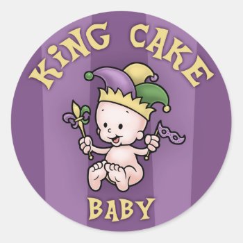King Cake Baby Classic Round Sticker by kbilltv at Zazzle