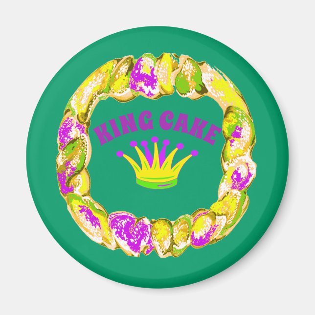 King Cake, Crown, edit text Magnet (Front)