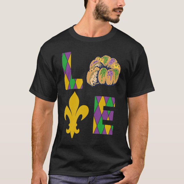 King Cake Love Mardi Gras Parade Shenanigans Carni T-Shirt (Front)