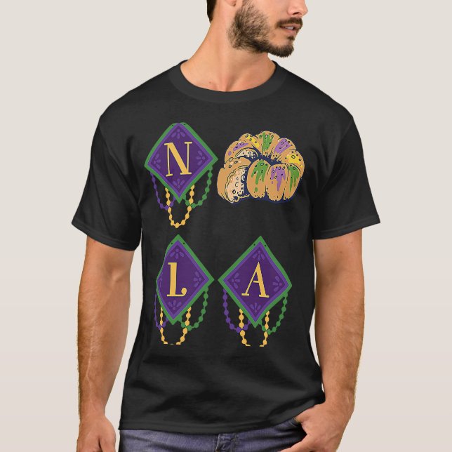 King Cake Mardi Gras New Orleans Parade Shenanigan T-Shirt (Front)