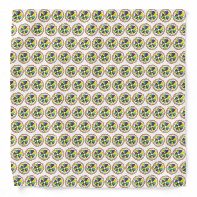 King Cake New Orleans NOLA Mardi Gras Carnival Bandana (Front)