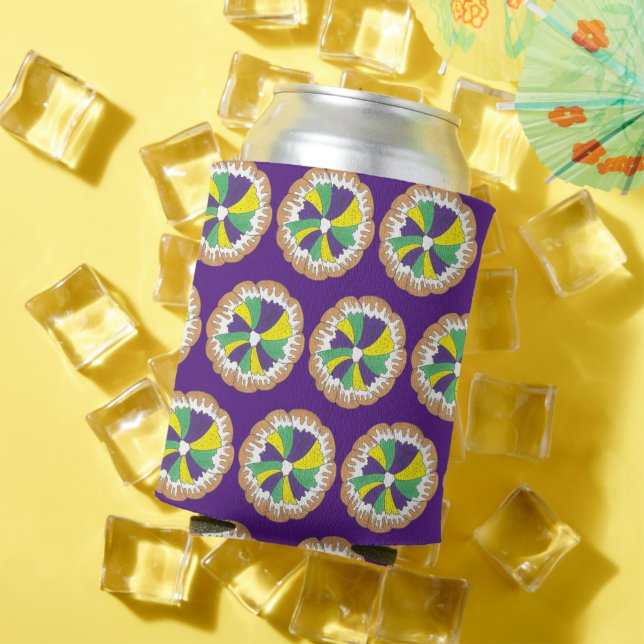 King Cake New Orleans NOLA Mardi Gras Carnival Can Cooler (In Situ Summer)