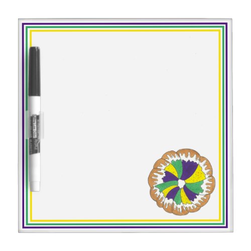 King Cake New Orleans NOLA Mardi Gras Carnival Dry Erase Board