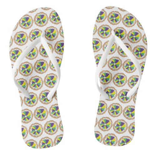 King Cake New Orleans NOLA Mardi Gras Carnival Flip Flops