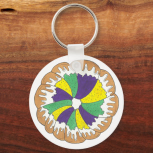 King Cake New Orleans NOLA Mardi Gras Carnival Keychain